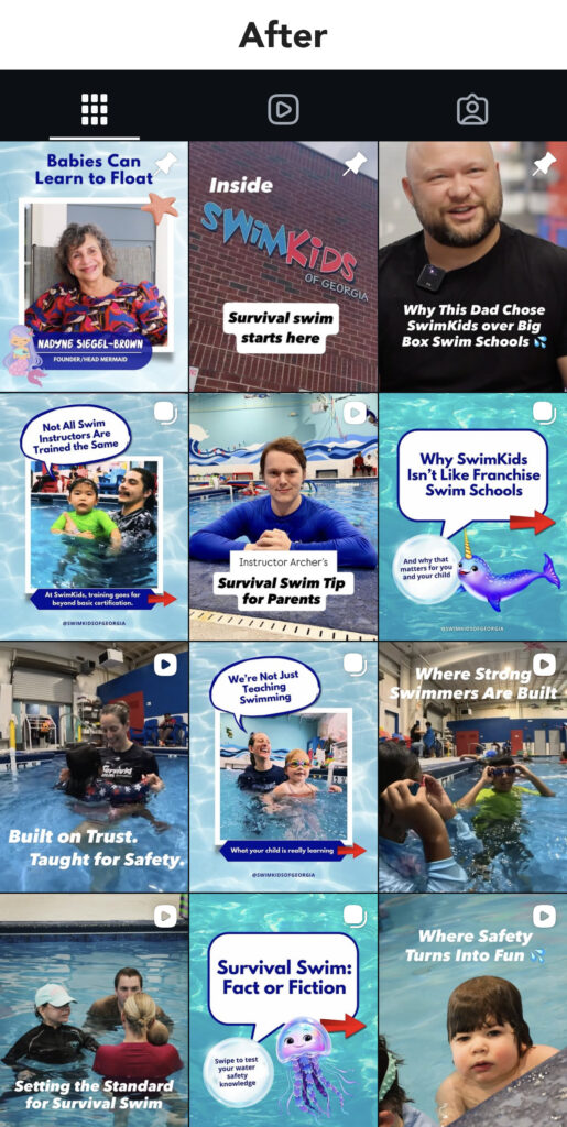 SwimKids Instagram social media management after - Ember and Rise Growth Co
