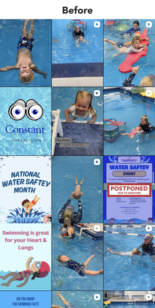 SwimKids Instagram social media management before - Ember and Rise Growth Co